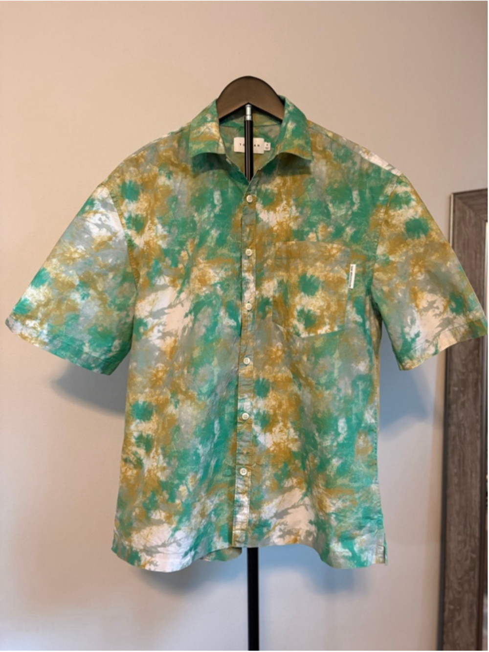 Topman Marble Print Relaxed Fit Short Sleeve Button Up Shirt Men's Sm